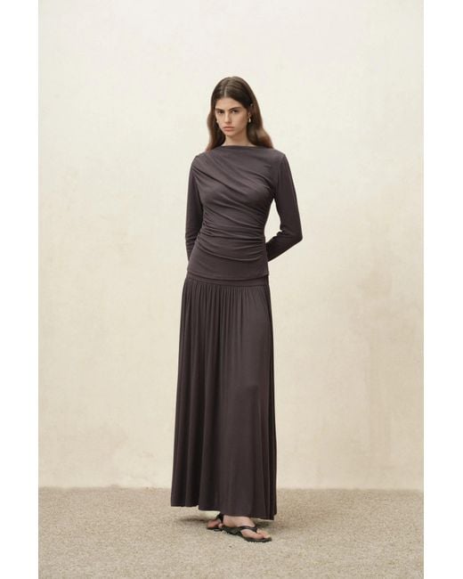 Fabrique Natural Nyx Drapy Ruched Off Shoulder Top