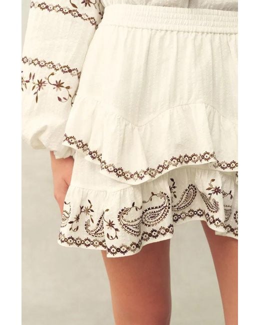 Fabrique Natural Brioche Paisley Embroidery Skirt