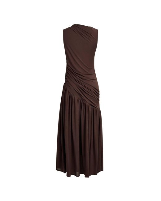 Fabrique Multicolor Avery Asymmetrical Ruched Sleeveless Dress