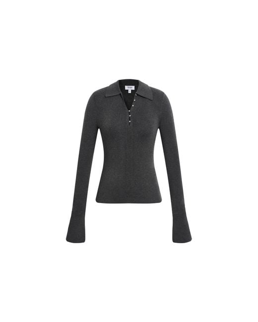 Fabrique Natural Silvia Metallic Button Polo Top