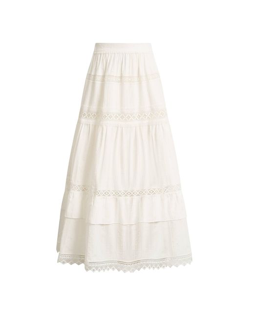 Fabrique Natural Iris Mix Embroidery Lace Patchwork Maxi Skirt
