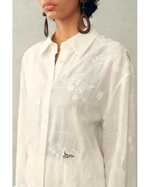 Fabrique Natural Leona Lily Of The Valley Mesh Embroidery Shirt