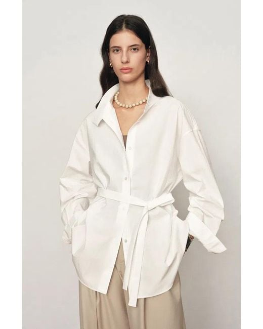 Fabrique Natural Pearl Oversized Belted Shirt Jacket