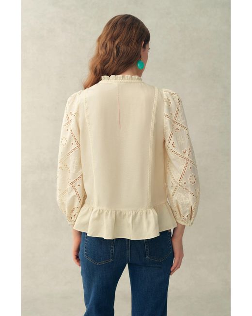 Fabrique Green Nina's Openwork Embroidery Blouse