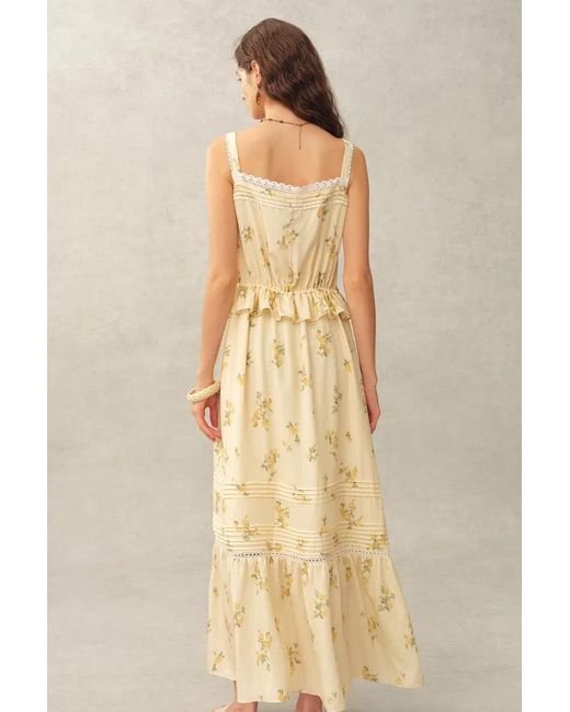 Fabrique Green Sylvia Floral Lace Trim Layered Sleeveless Cami Dress