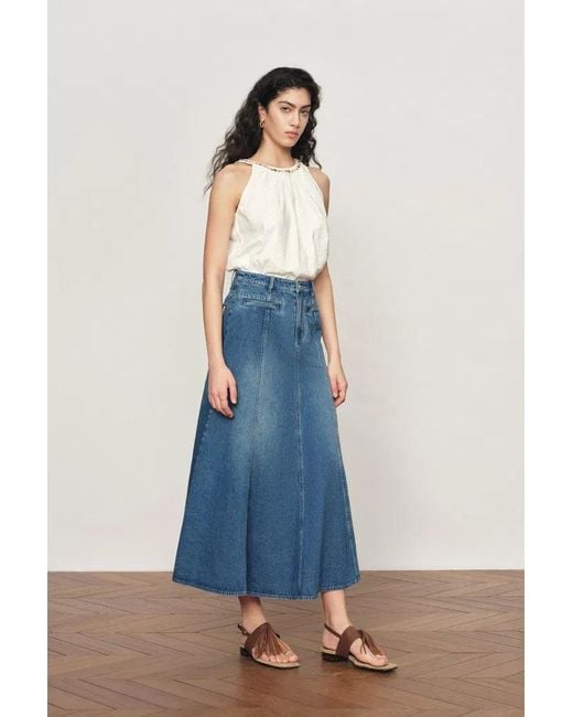 Fabrique Blue Quilla A-Line Midi Skirt