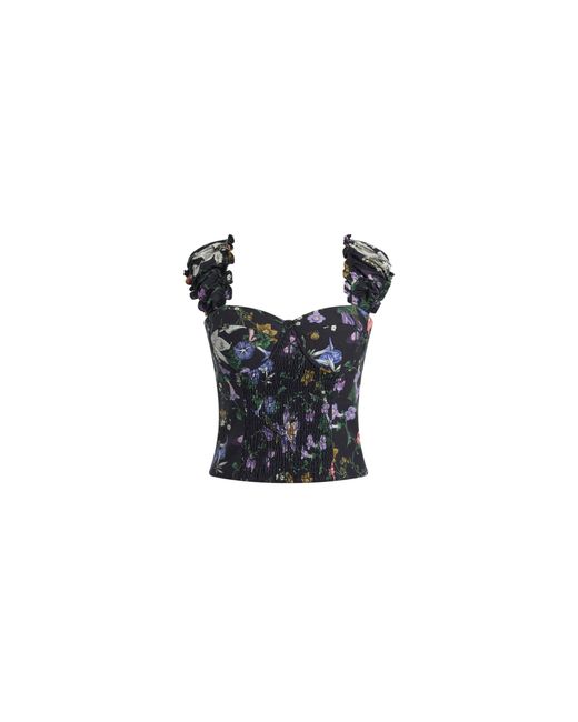 Fabrique Blue Sirena Smocked Pomegranate Print Cami Top With Built-In Cups