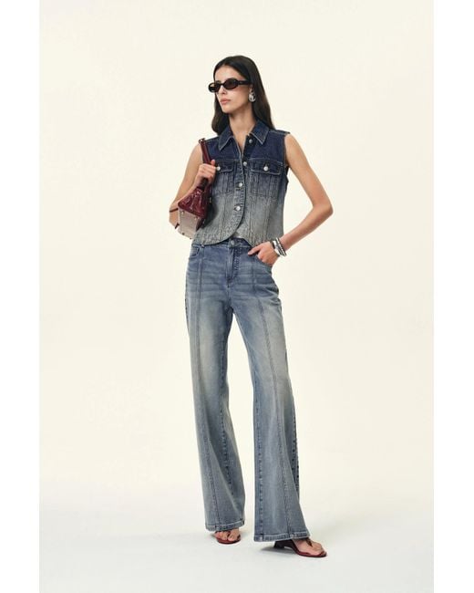 Fabrique Blue Calli Studded Wide Leg Jeans