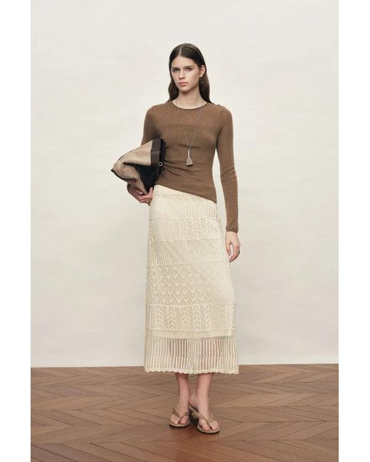 Fabrique Natural Mariselle Crew-Neck Fitted Long Sleeve Top