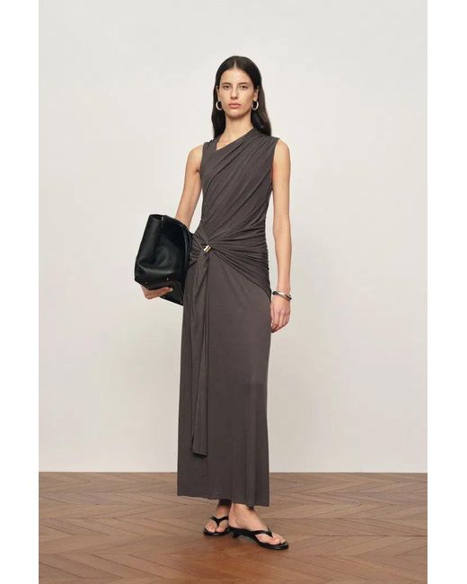 Fabrique Natural Delilah Asymmetric Draped Sleeveless Dress