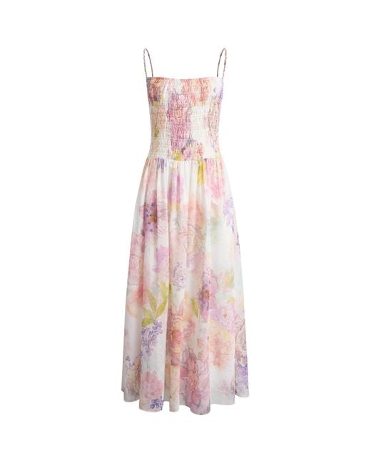 Fabrique Green Juile Handworked Floral Prints Strap Dress