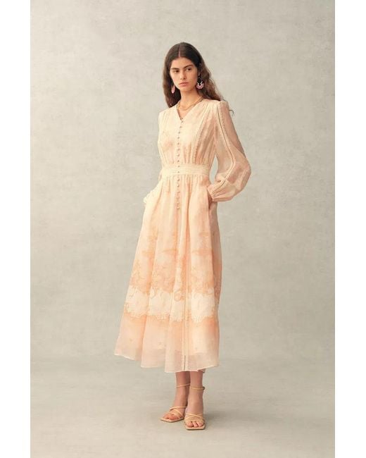 Fabrique Natural Anne Handpainted Floral Lace Dress