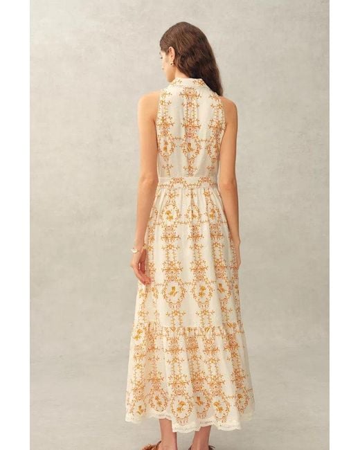 Fabrique Natural Wendy Floral Embroidery Belted Sleeveless Dress