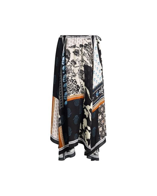 Fabrique Blue Eileen Scarf Panel Skirt