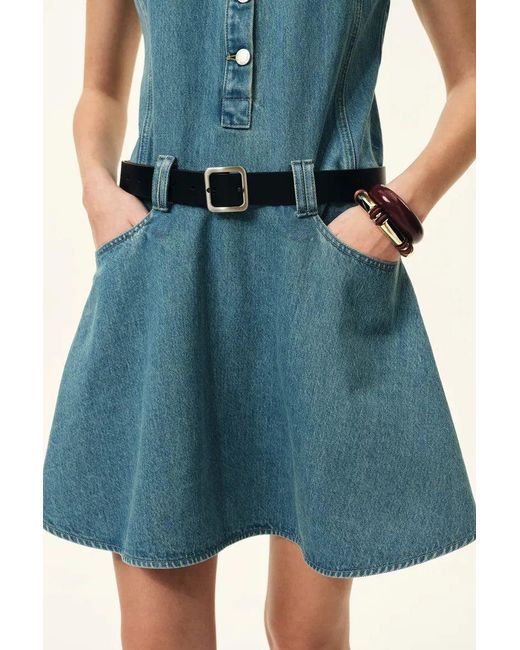 Fabrique Blue Lisa Lower Waist Belted Sleeveless Dress