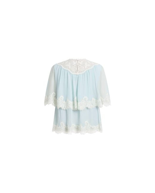 Fabrique Natural Sophia Lace Embroidery Summer Cape Short Sleeve Blouse