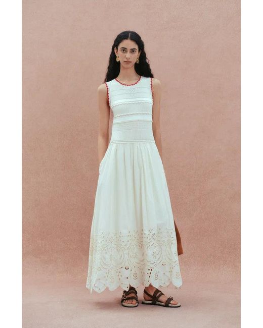 Fabrique Multicolor Charlie Mix Media Hand-Embroidered Trim Dress