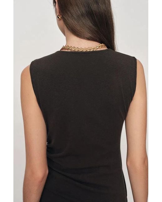 Fabrique Gray Raina Asymmetric Draped Sleeveless Fitted Dress