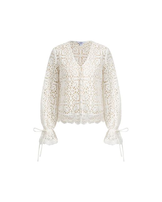 Fabrique Natural Amara Openwork V Neck Cardigan
