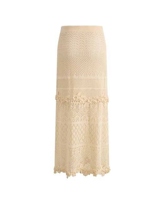 Fabrique Natural Angelica Floral Openwork Straight Maxi Skirt