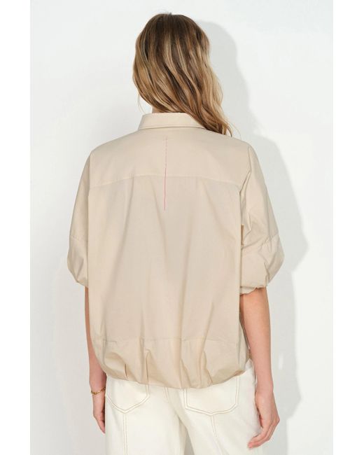 Fabrique Natural Claire Khaki Bubble Puff Sleeve Shirt