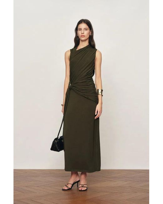 Fabrique Natural Delilah Asymmetric Draped Sleeveless Dress