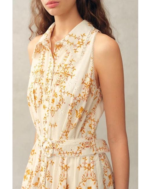 Fabrique Natural Wendy Floral Embroidery Belted Sleeveless Dress