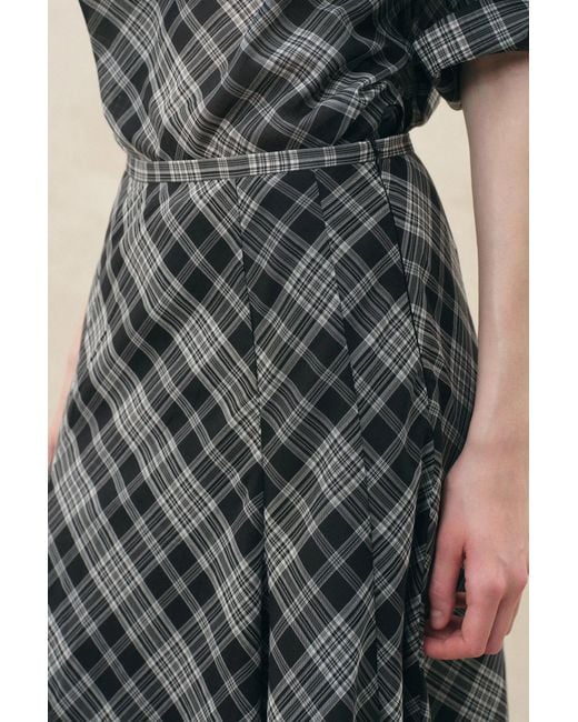 Fabrique Blue Fern Plaid Panelled Skirt