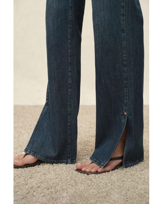 Fabrique Blue Coco Slit Hem Flared Jeans