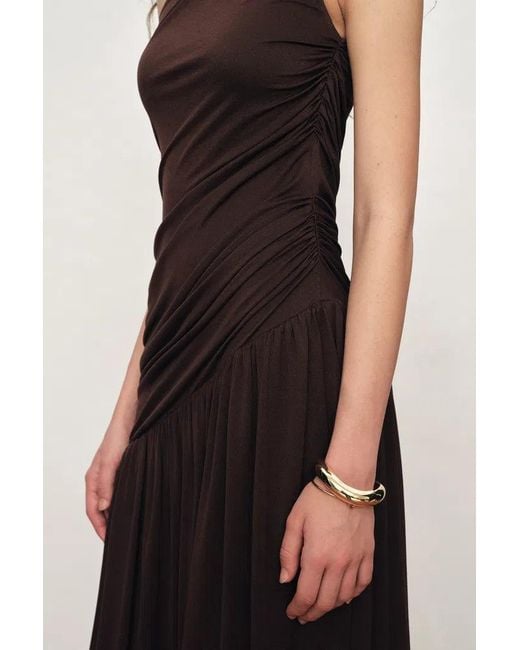 Fabrique Multicolor Avery Asymmetrical Ruched Sleeveless Dress