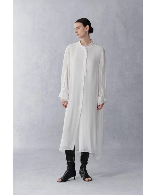 chinese dress ladies Sheer Linen Button-Down Side Slits Beach Cover-Up Shirt Dress