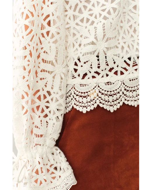 Fabrique Natural Amara Openwork V Neck Cardigan