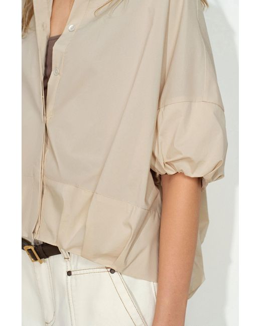 Fabrique Natural Claire Khaki Bubble Puff Sleeve Shirt
