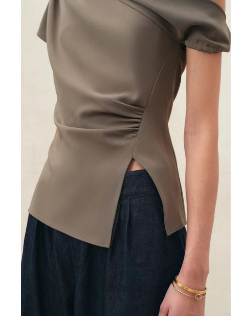Fabrique Blue Hazel Ruched One Shoulder Top