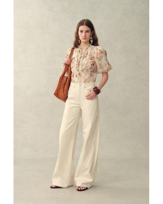 Fabrique Natural Floris Floral Print Sheer Lace Top