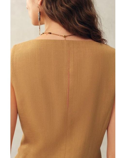 Fabrique Natural Suzane Handwork Stitched Scalloped Trim Sleeveless Top