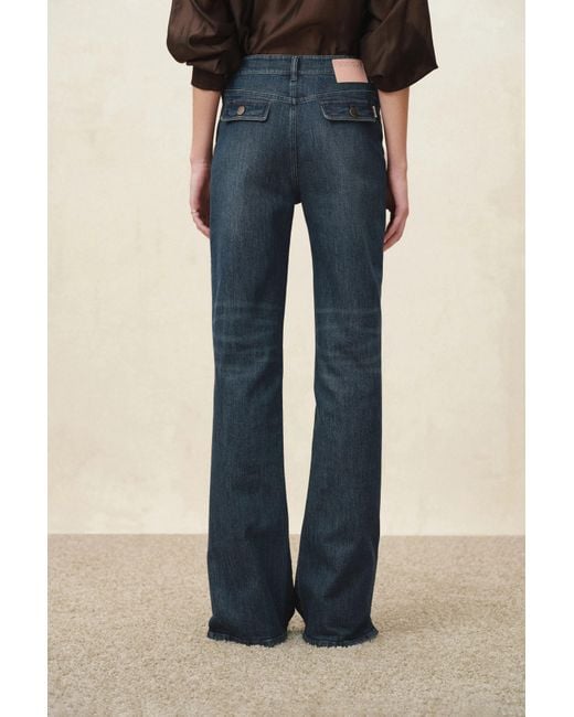 Fabrique Blue Coco Slit Hem Flared Jeans