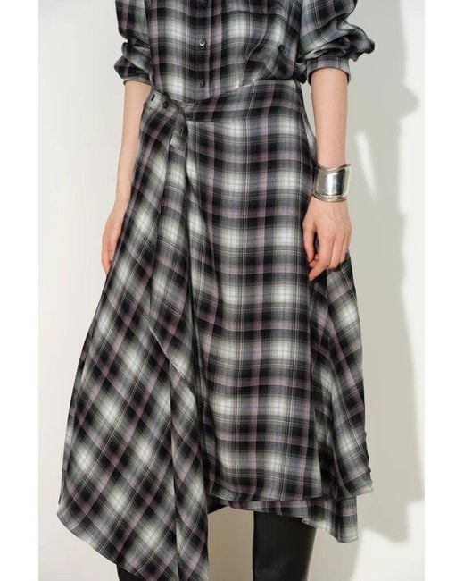 Fabrique Multicolor Lea Detachable Wrap Plaid Shirt Dress