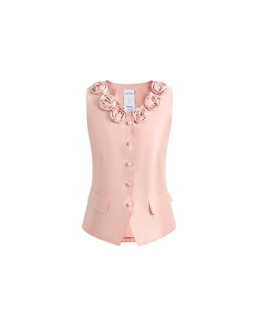 Fabrique Green Cloris 3D Floral Neckline Sleeveless Vest Top