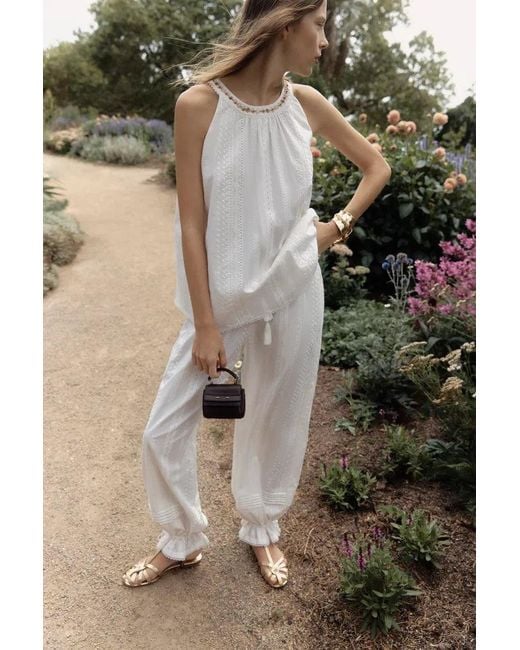 Fabrique White Elsa Pleated Balloon Pants