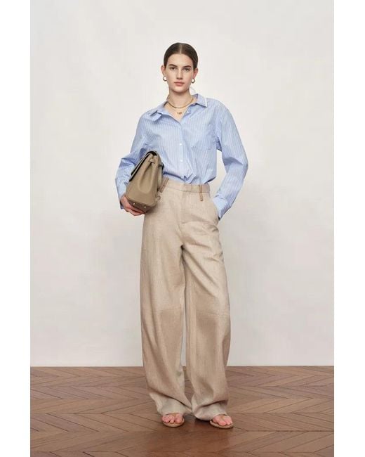 Fabrique Gray Oakley Double Waistband Relaxed-Fit Tailored Trousers