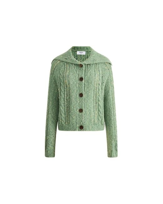 Fabrique Green Rosalina Convertible Shawl Collar Cardigan