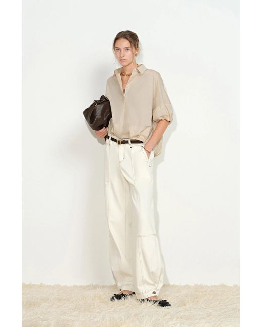 Fabrique Natural Claire Khaki Bubble Puff Sleeve Shirt
