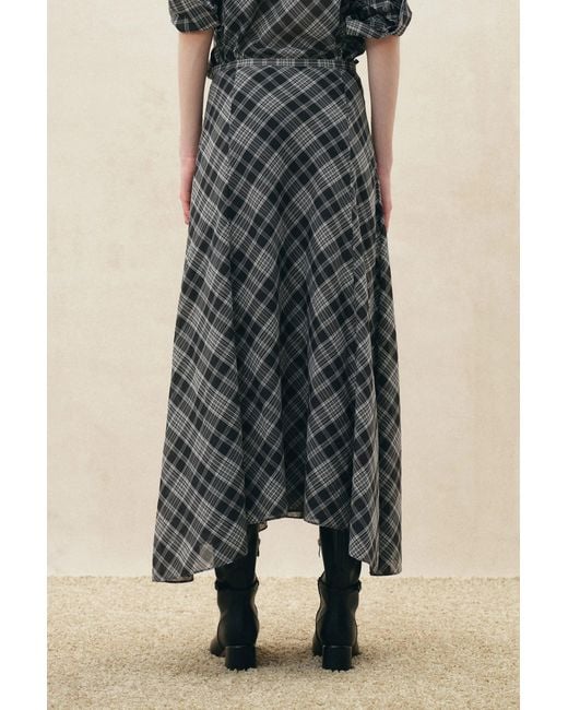 Fabrique Blue Fern Plaid Panelled Skirt