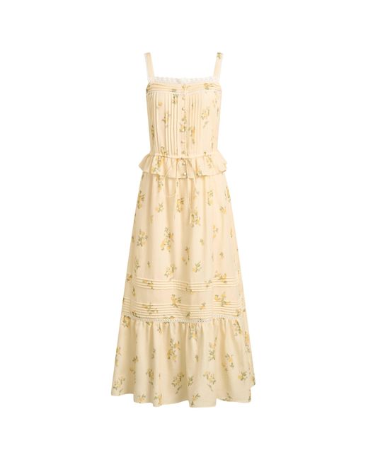 Fabrique Green Sylvia Floral Lace Trim Layered Sleeveless Cami Dress