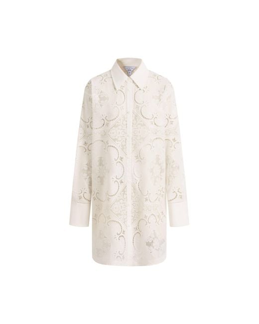 Fabrique Natural Eliana Cutwork Embroidery Longline Cover Up Long Sleeves Shirt