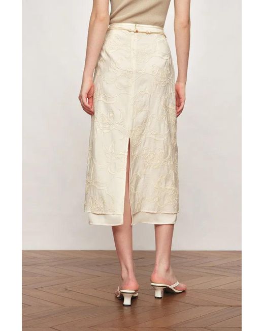 Fabrique Natural Korin Koi Embroidered Tie-Waist Skirt