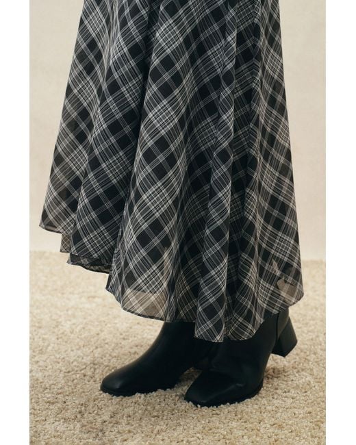 Fabrique Blue Fern Plaid Panelled Skirt