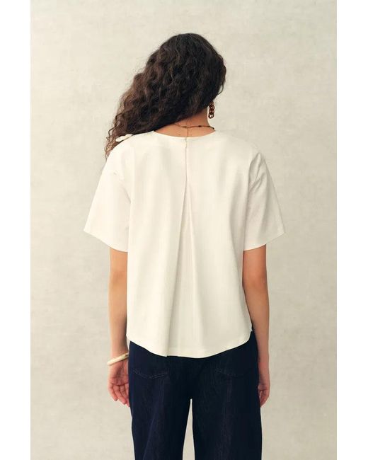 Fabrique Blue Celine Pearl Beaded Hand Crochet Floral T-Shirt