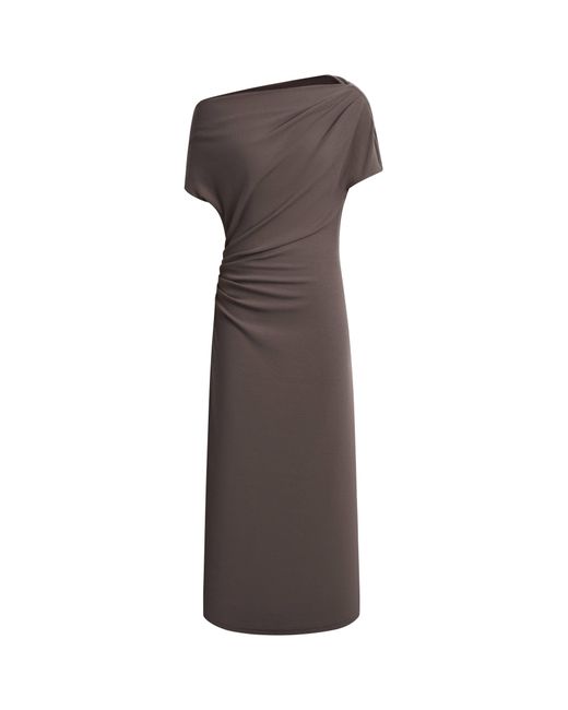 Fabrique Gray Hazel Draped Off Shoulder Dress